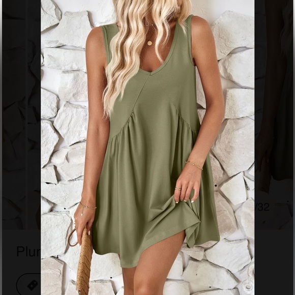 Plunge Wide Strap Mini Tank Dress - Picture 2 of 5